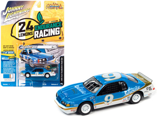 1986 Ford Thunderbird Stock Car #9 Bright Blue "Go-Po-Po-Go!" 24 Hours of Lemons "Street Freaks" Series Limited Edition to 8058 pieces Worldwide 1/64 Diecast Model Car by Johnny Lightning-0
