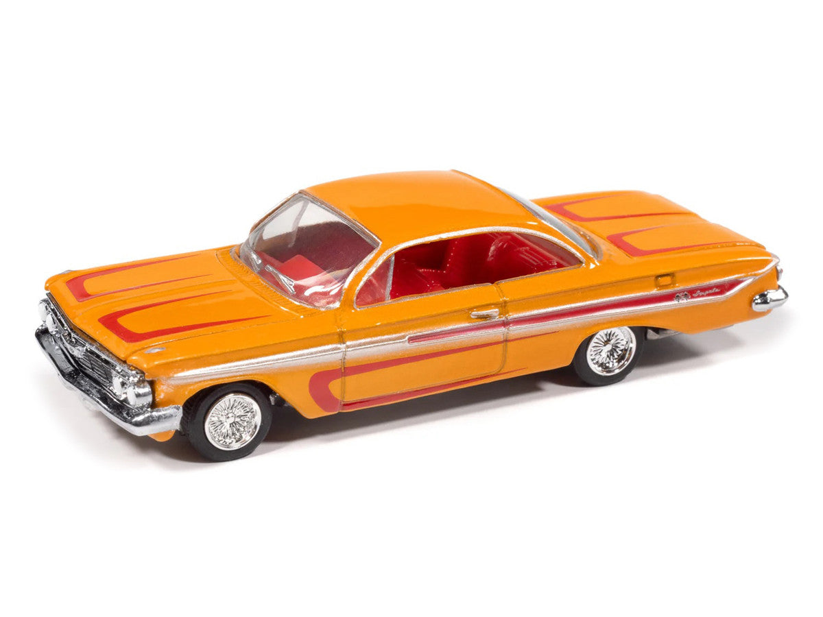 1961 Chevrolet Impala SS 409 Yellow Metallic with Red Stripes and Interior "Scrapin" Series 1/64 Diecast Model Car by Johnny Lightning Johnny Lightning