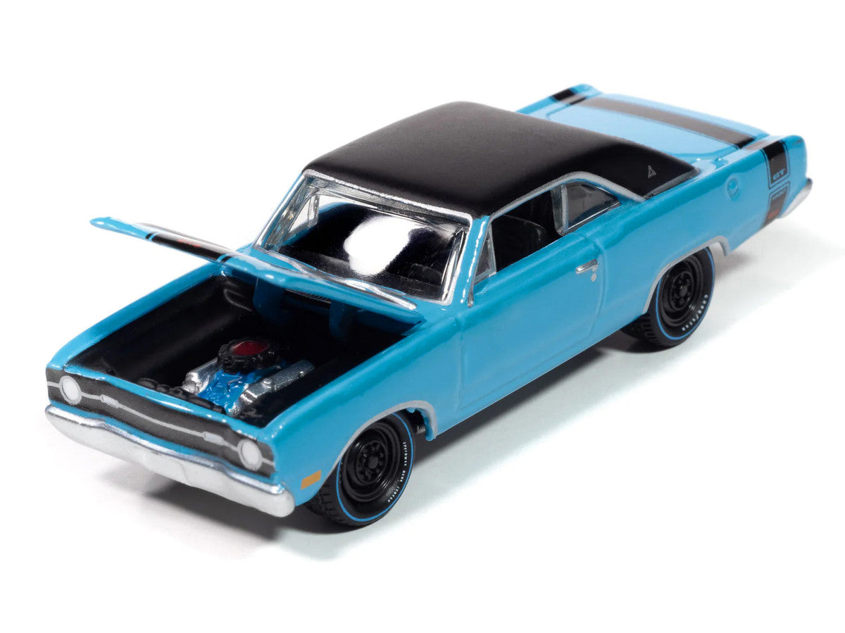 1969 Dodge Dart GTS 340 Blue with Black Top and Stripes "Goodyear Blue Streak" "Pop Culture" 2025 Release 1 1/64 Diecast Model Car by Johnny Lightning Johnny Lightning