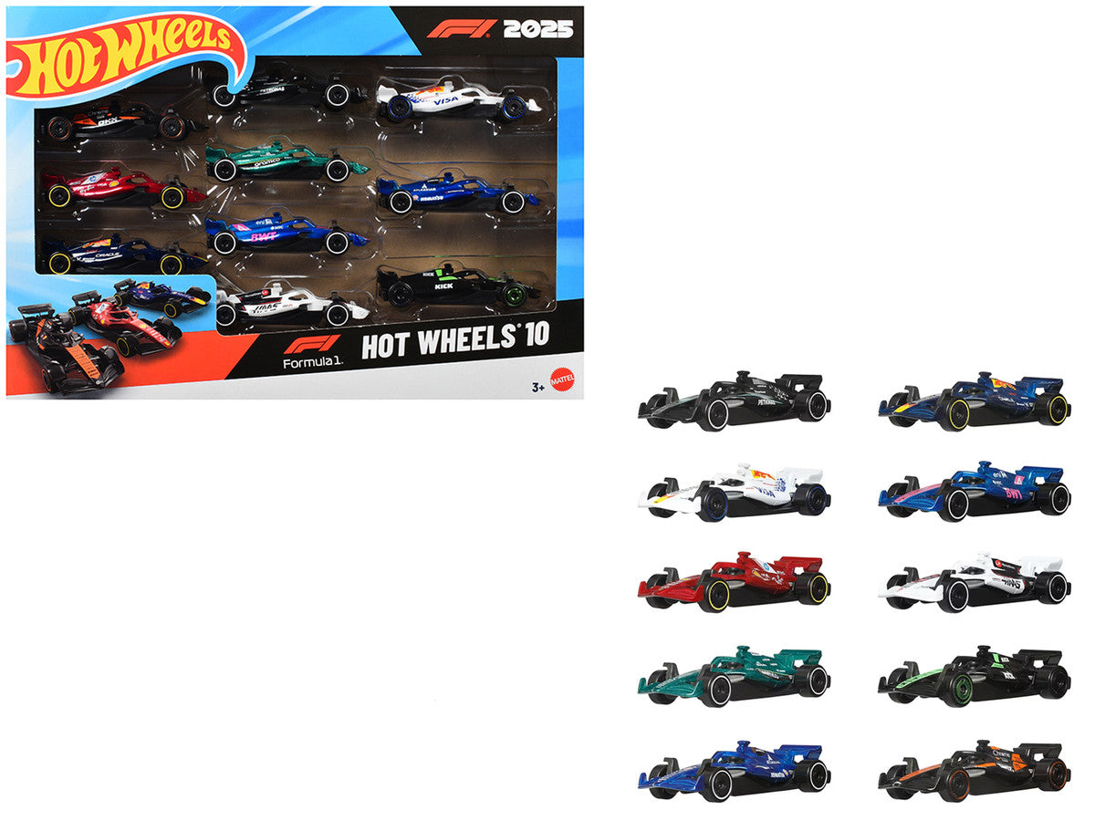 2025 Formula 1 World Championship 10 piece Set Diecast Model Cars by Hot Wheels Hotwheels