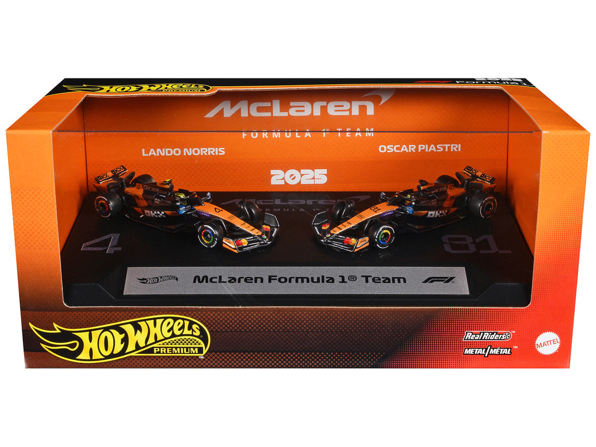 "McLaren Formula 1 Team" Formula One F1 World Championship (2025) 2 Piece Set Diecast Model Cars by Hot Wheels Hotwheels