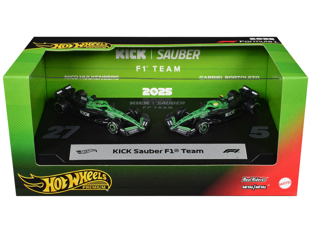 "Kick Sauber F1 Team" Formula One F1 World Championship (2025) 2 Piece Set Diecast Model Cars by Hot Wheels Hotwheels