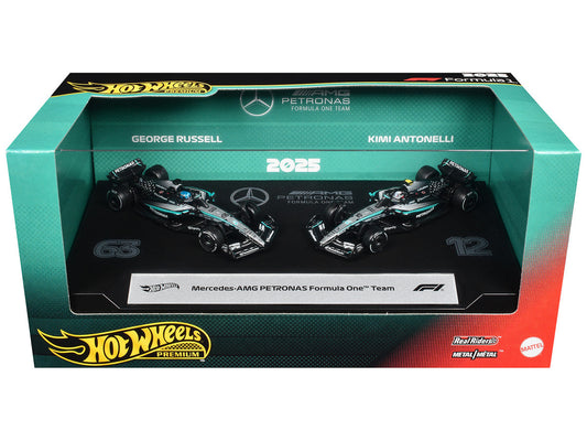 "Mercedes-AMG Petronas Formula One Team" Formula One F1 World Championship (2025) 2 Piece Set Diecast Model Cars by Hot Wheels Hotwheels
