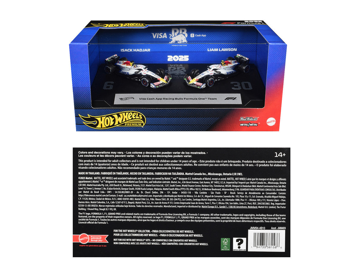 "Visa Cash App Racing Bulls Formula One Team" Formula One F1 World Championship (2025) 2 Piece Set Diecast Model Cars by Hot Wheels Hotwheels