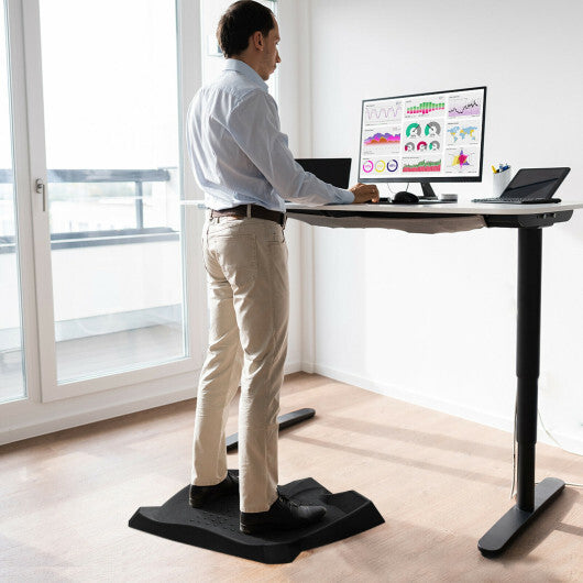 Portable Anti-Fatigue Standing Mat with Massage Points and Diverse Terrain-Black - Color: Black W2B
