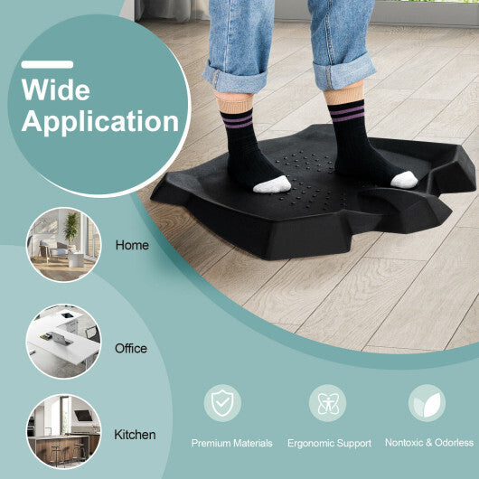 Portable Anti-Fatigue Standing Mat with Massage Points and Diverse Terrain-Black - Color: Black W2B