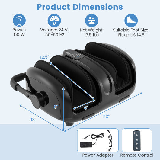 Foot and Calf Massager with Heat for Blood Circulation Pain Relief-Black W2B