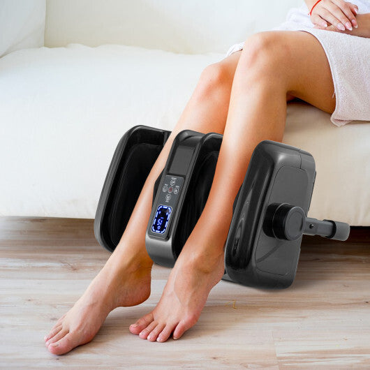 Foot and Calf Massager with Heat Shiatsu Deep Kneading Rolling Smart Electric Leg Massager-Black W2B