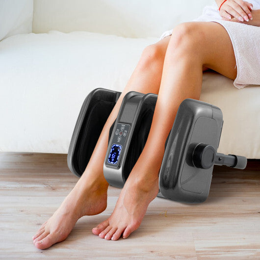 Foot and Calf Massager with Heat Shiatsu Deep Kneading Rolling Smart Electric Leg Massager-Black