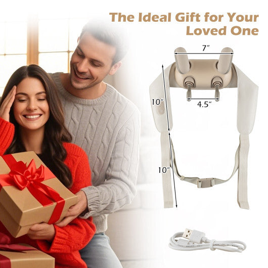 Neck Shoulder Massager with 2 Heat Levels for Pain Relief-Beige W2B
