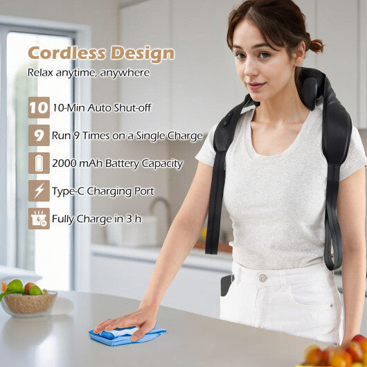 Neck Shoulder Massager with 2 Heat Levels for Pain Relief-Beige W2B