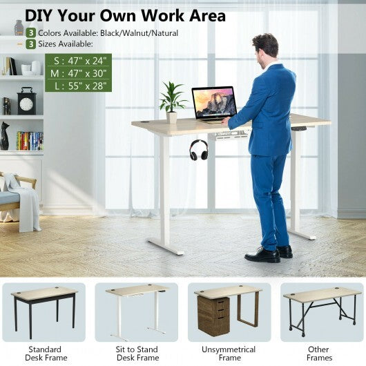 55" x 28" Universal Tabletop for Standard and Standing Desk Frame-Natural - Color: White W2B