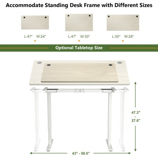 55" x 28" Universal Tabletop for Standard and Standing Desk Frame-Natural - Color: White W2B
