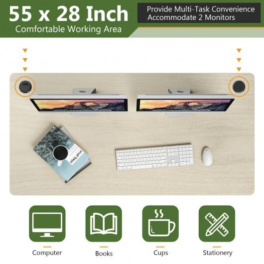 55" x 28" Universal Tabletop for Standard and Standing Desk Frame-Natural - Color: White W2B