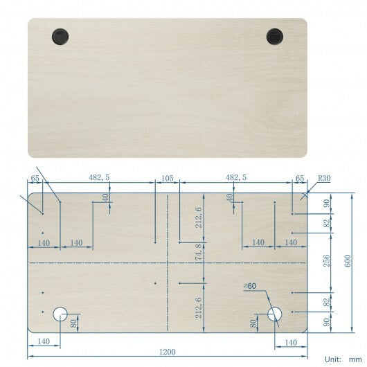 47" x 24" Universal Tabletop for Standard and Standing Desk Frame-Natural - Color: Natural - Size: S W2B