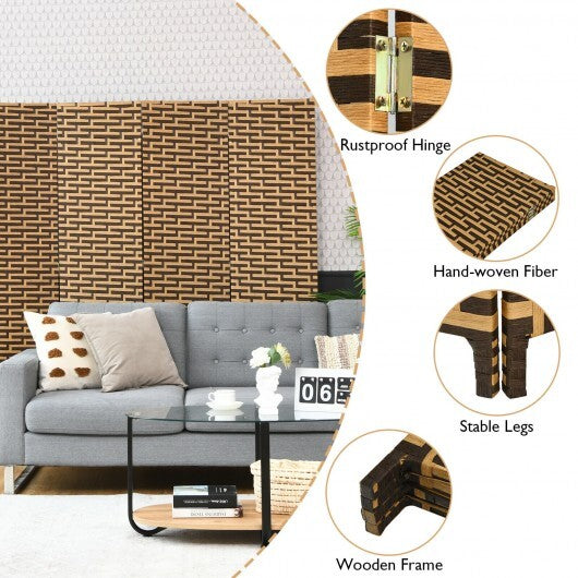 4 Panel Folding Privacy Partition Room Divider with Rustproof Hinge-Yellow W2B