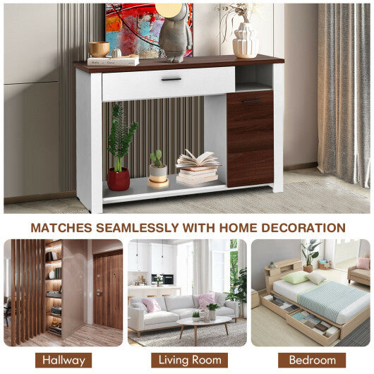 48 Inch Console Table with Drawer and Cabinet W2B