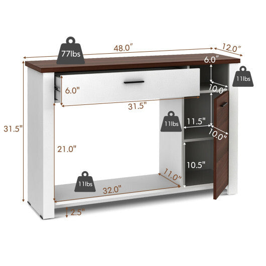 48 Inch Console Table with Drawer and Cabinet W2B