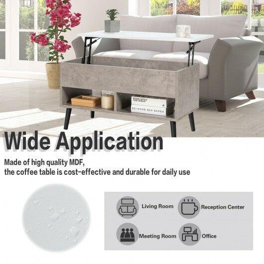 31.5 Inch Lift-Top Coffee Table with Hidden Storage and 2 Open Shelves-Natural W2B