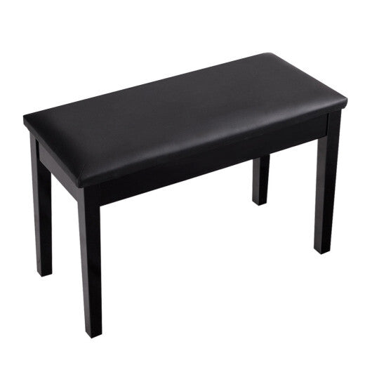 Solid Wood PU Leather Padded Piano Bench Keyboard Seat-Black W2B