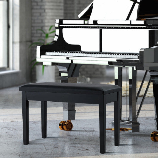 Solid Wood PU Leather Padded Piano Bench Keyboard Seat-Black W2B