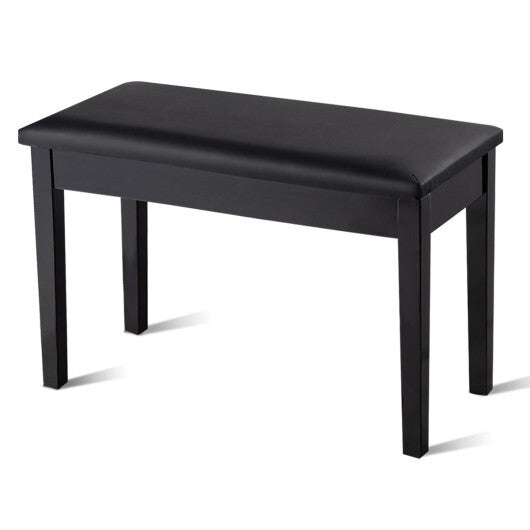 Solid Wood PU Leather Padded Piano Bench Keyboard Seat-Black W2B