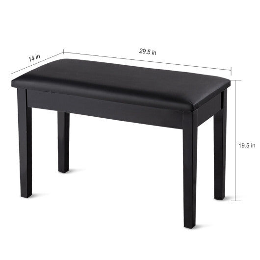 Solid Wood PU Leather Padded Piano Bench Keyboard Seat-Black W2B