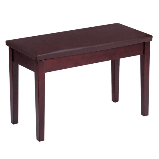 Solid Wood PU Leather Padded Piano Bench Keyboard Seat-Black W2B