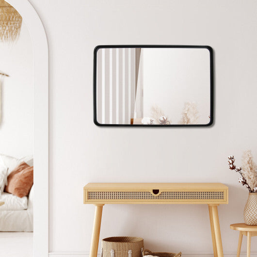 Rectangular Wall Mount Bathroom Mirror Vanity Mirror-L - Color: Black - Size: L W2B