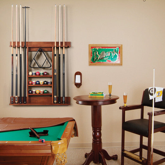Wall-mounted Billiards Pool Cue Rack Only-Brown - Color: Brown W2B