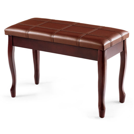 Solid Wood PU Leather Piano Bench with Storage-Black W2B