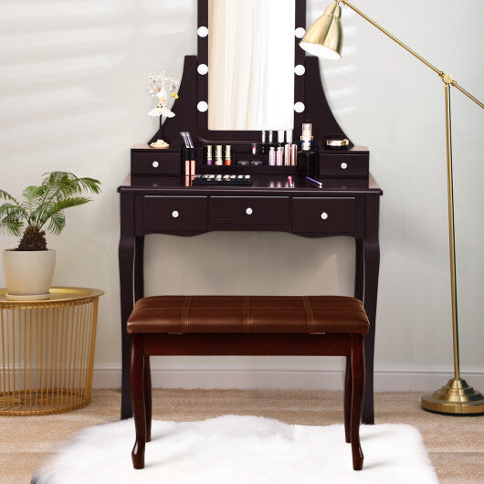Solid Wood PU Leather Piano Bench with Storage-Black W2B