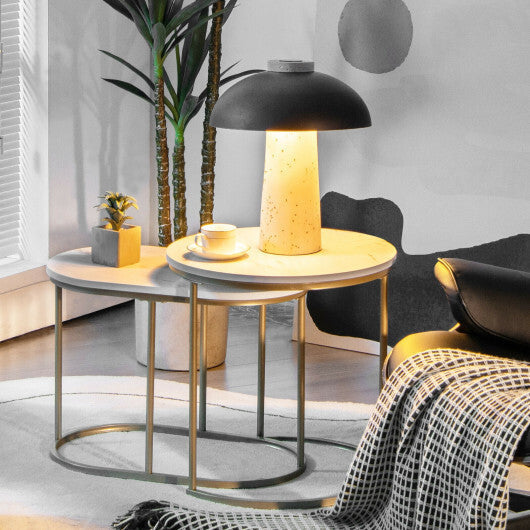 Modern Nesting Coffee Table Set of 2-White - Color: White W2B