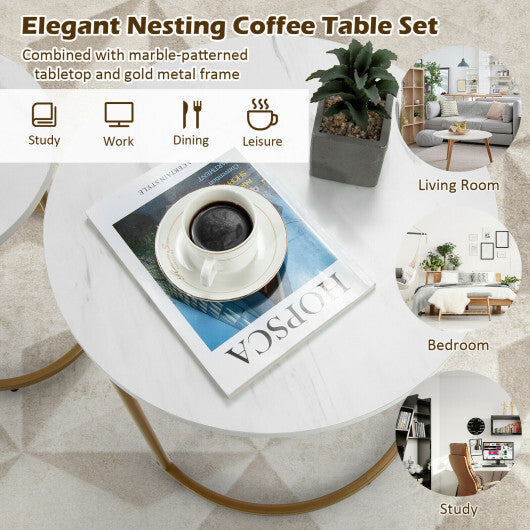 Modern Nesting Coffee Table Set of 2-White - Color: White W2B