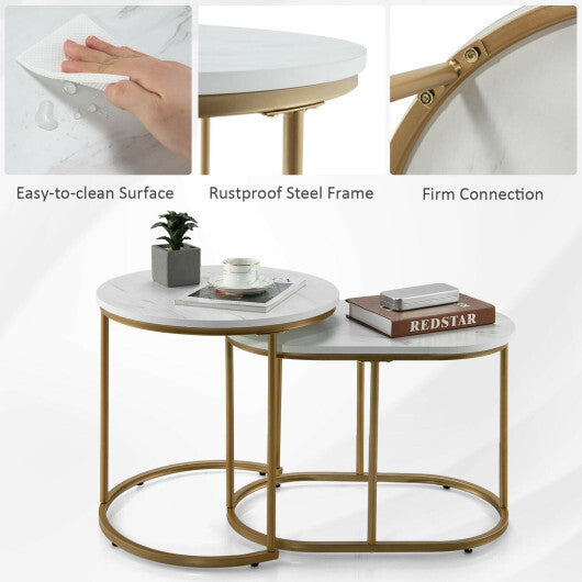 Modern Nesting Coffee Table Set of 2-White - Color: White W2B