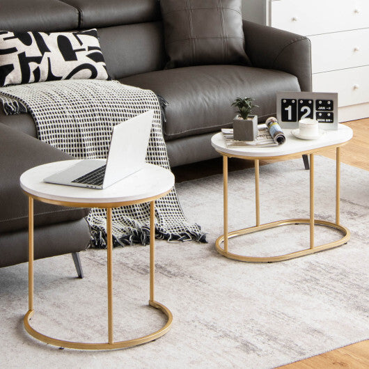 Modern Nesting Coffee Table Set of 2-White W2B