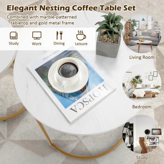 Modern Nesting Coffee Table Set of 2-White W2B