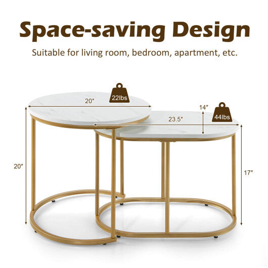 Modern Nesting Coffee Table Set of 2-White W2B