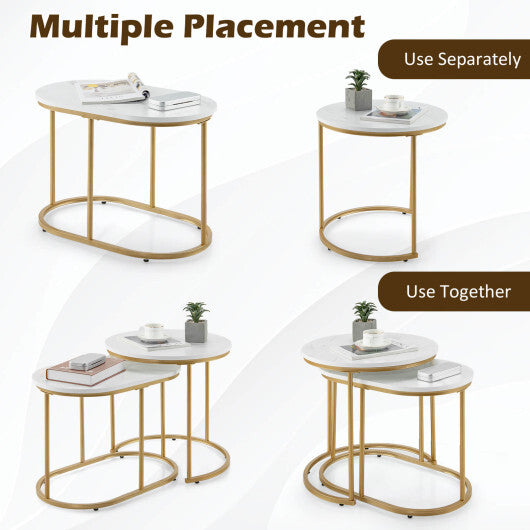 Modern Nesting Coffee Table Set of 2-White W2B