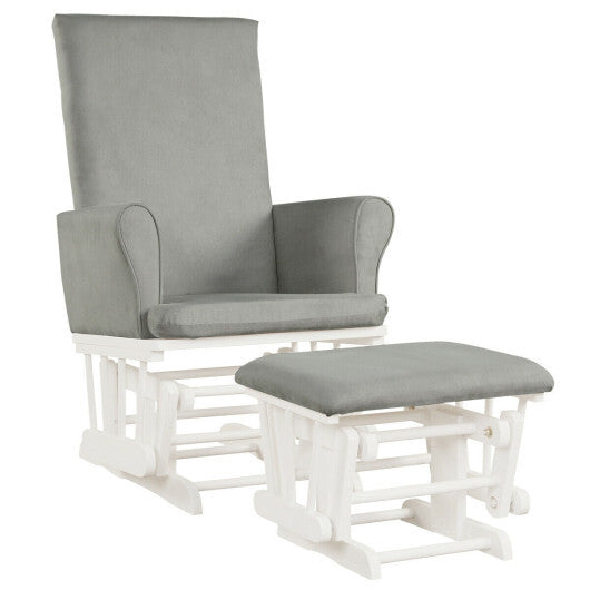 Baby Nursery Relax Rocker Rocking Chair Glider and Ottoman Cushion Set-Gray W2B