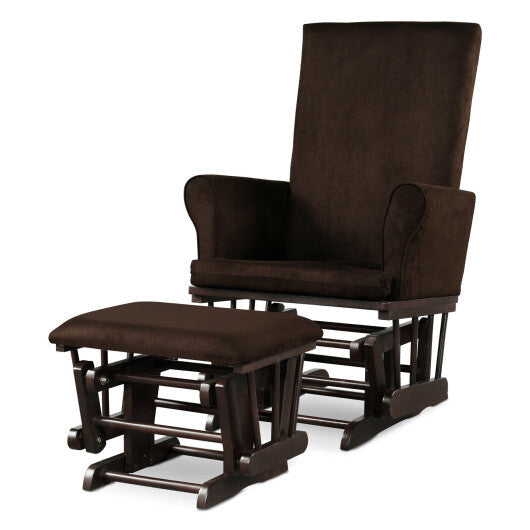 Baby Nursery Relax Rocker Rocking Chair Glider and Ottoman Cushion Set-Gray W2B