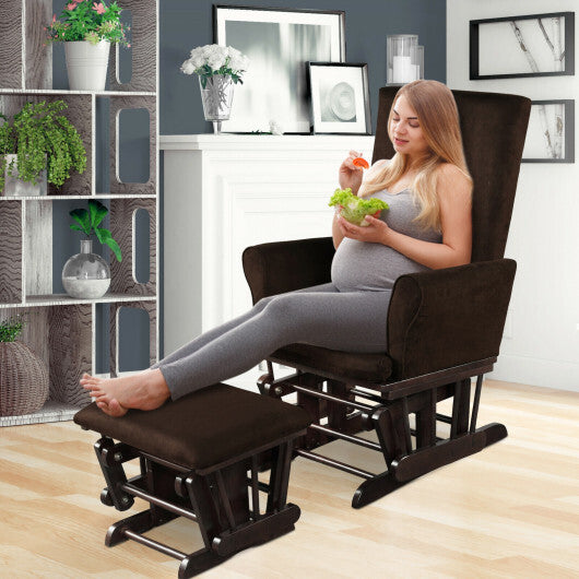 Baby Nursery Relax Rocker Rocking Chair Glider and Ottoman Cushion Set-Gray W2B