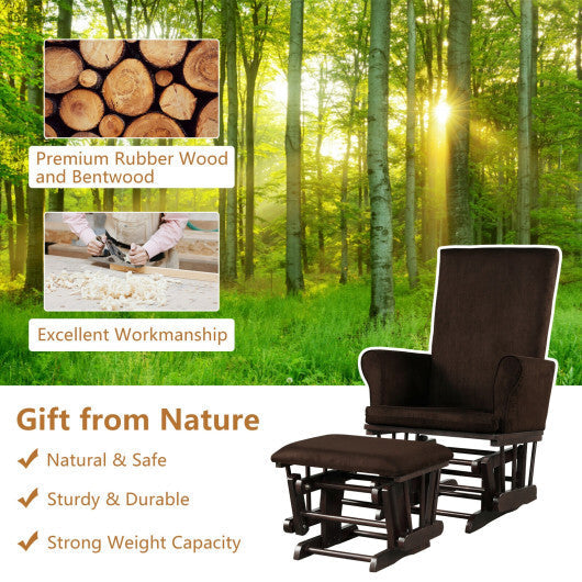 Baby Nursery Relax Rocker Rocking Chair Glider and Ottoman Cushion Set-Gray W2B