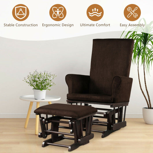 Baby Nursery Relax Rocker Rocking Chair Glider and Ottoman Cushion Set-Gray W2B