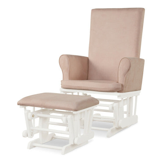 Baby Nursery Relax Rocker Rocking Chair Glider and Ottoman Cushion Set-Gray W2B