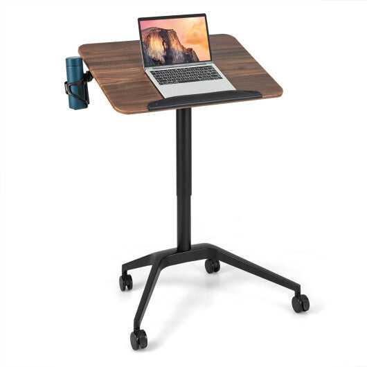 Pneumatic Standing Desk with Anti-fall Baffle and Cup Holder W2B