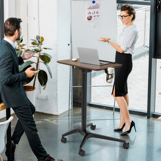 Pneumatic Standing Desk with Anti-fall Baffle and Cup Holder W2B