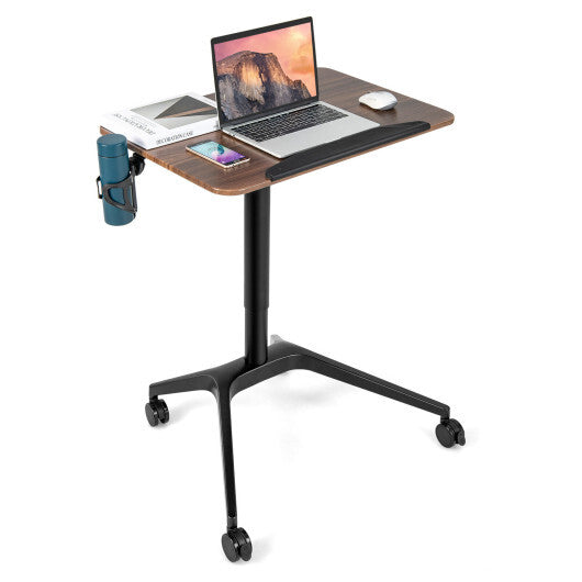 Pneumatic Standing Desk with Anti-fall Baffle and Cup Holder W2B