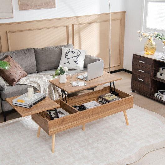 47 Inch Lift Top Coffee Table with 2 Hidden Compartments-Black W2B