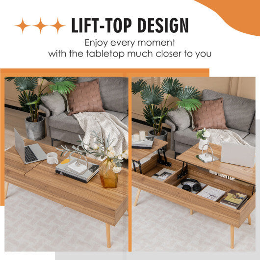 47 Inch Lift Top Coffee Table with 2 Hidden Compartments-Black W2B
